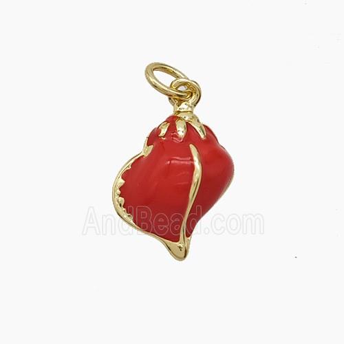 Enamel Copper Pendant, Gold Plated