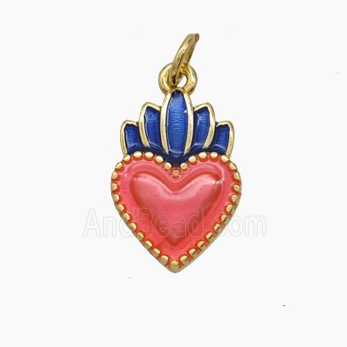 Enamel Copper Pendant, Gold Plated