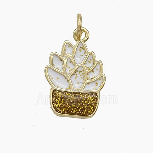 Enamel Copper Pendant, Gold Plated