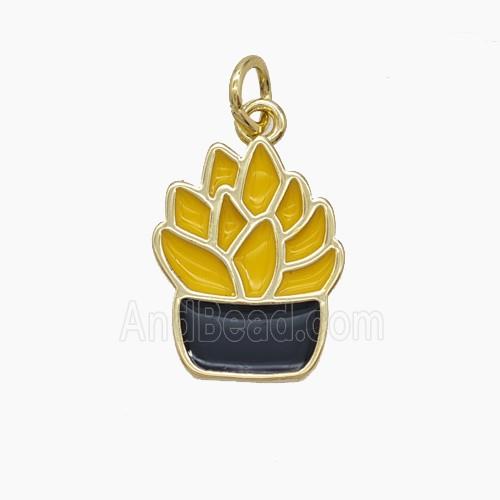 Enamel Copper Pendant, Gold Plated