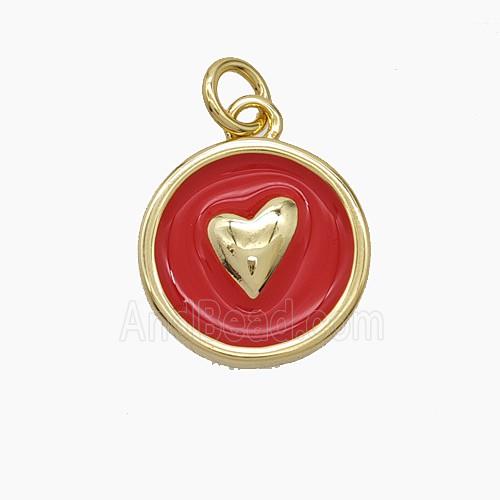 Enamel Copper Pendant, Gold Plated