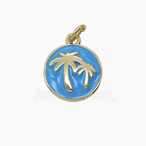 Enamel Copper Pendant, Gold Plated
