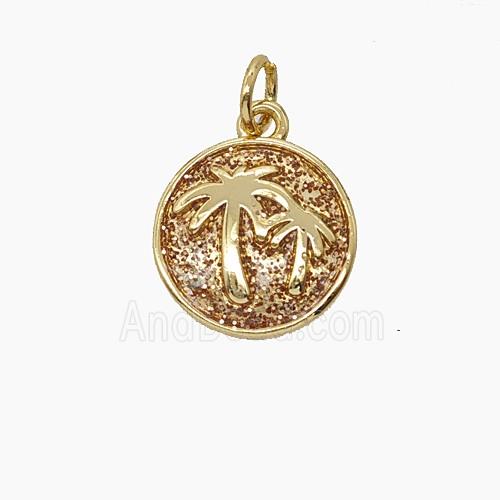 Enamel Copper Pendant, Gold Plated