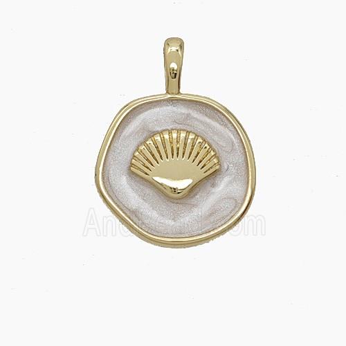 Enamel Copper Pendant, Gold Plated