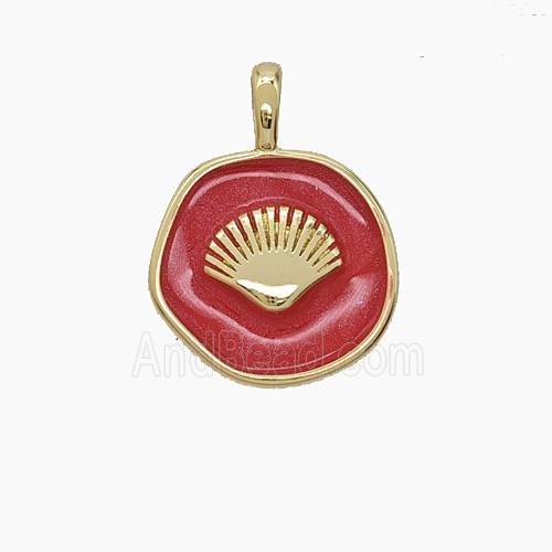 Enamel Copper Pendant, Gold Plated
