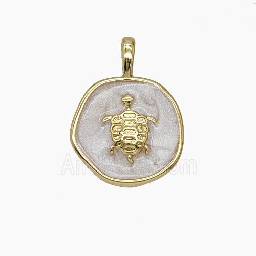 Enamel Copper Pendant, Gold Plated