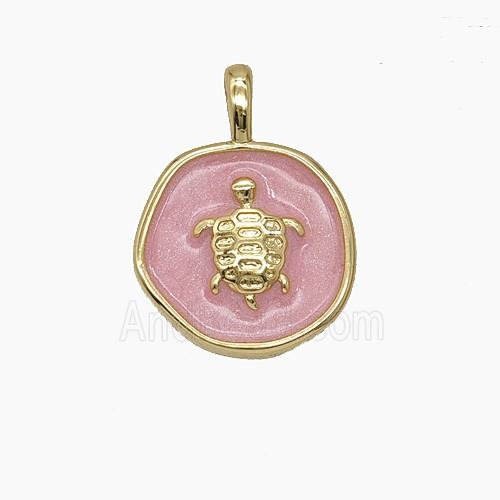 Enamel Copper Pendant, Gold Plated