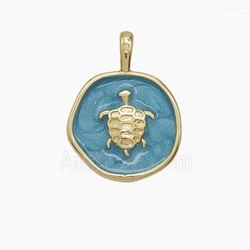 Enamel Copper Pendant, Gold Plated