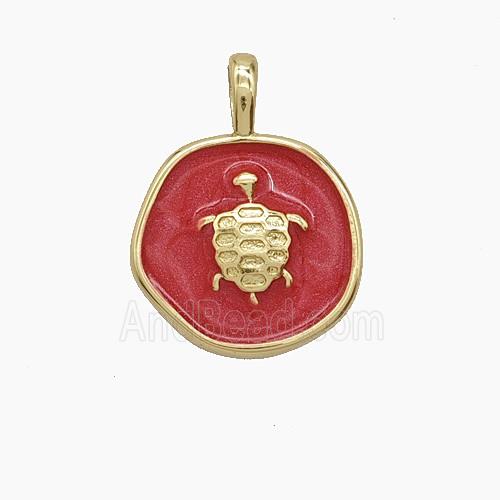 Enamel Copper Pendant, Gold Plated