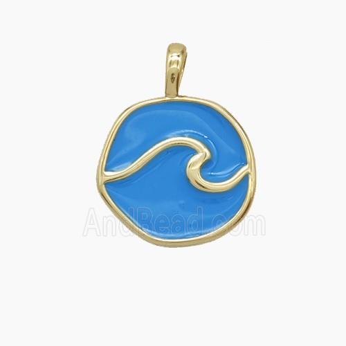 Enamel Copper Pendant, Gold Plated