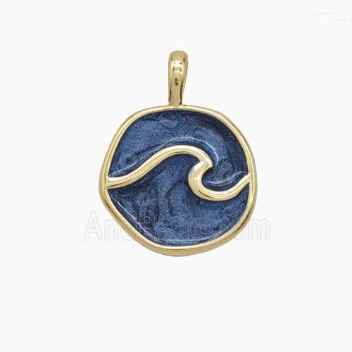 Enamel Copper Pendant, Gold Plated