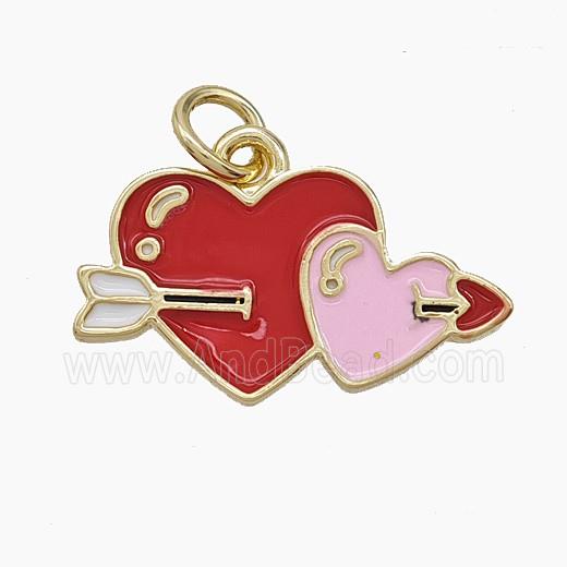 Enamel Copper Pendant, Gold Plated