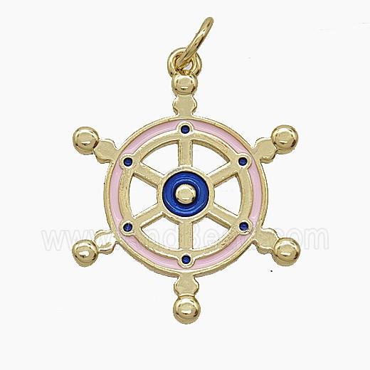 Enamel Copper Pendant, Gold Plated