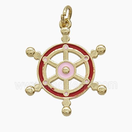 Enamel Copper Pendant, Gold Plated