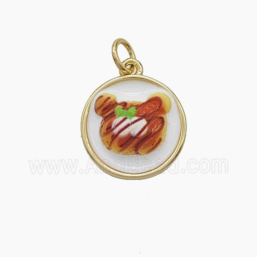 Enamel Copper Pendant, Gold Plated