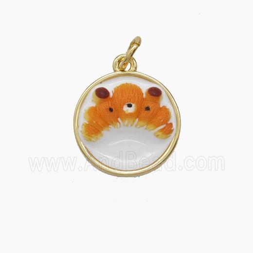 Enamel Copper Pendant, Gold Plated