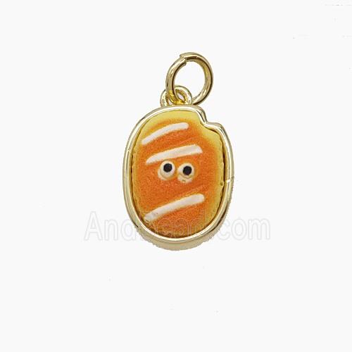 Enamel Copper Pendant, Gold Plated