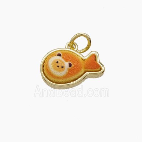Enamel Copper Pendant, Gold Plated