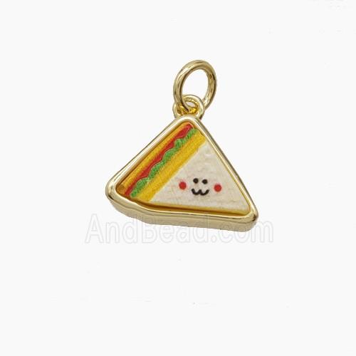 Enamel Copper Pendant, Gold Plated