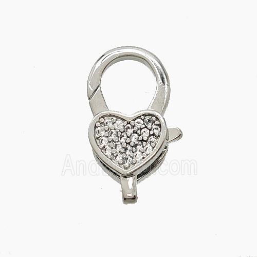 Copper Connector Clasp Pave Zircon, Platinum Plated