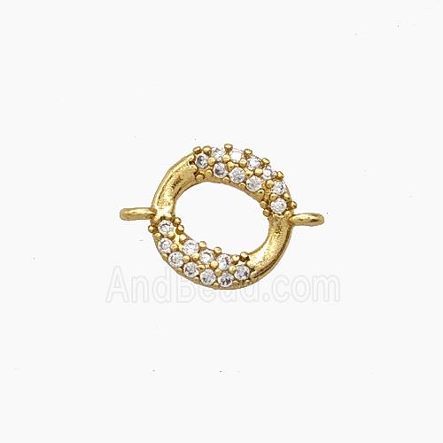 Copper Connector Pave Zircon bead, Gold Plated