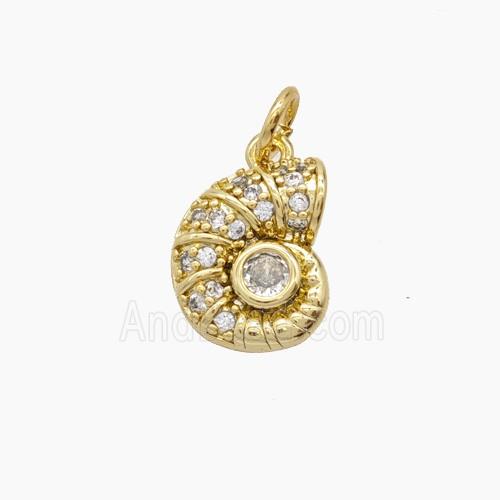 Copper Pendant Pave Zircon, Gold Plated