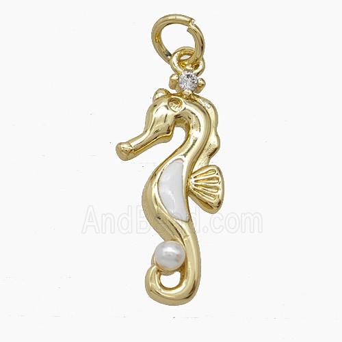 Enamel Copper Pendant Pave Zircon, Gold Plated