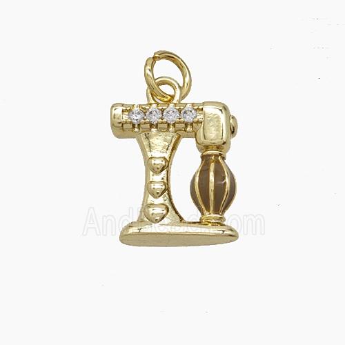 Enamel Copper Pendant Pave Zircon, Gold Plated