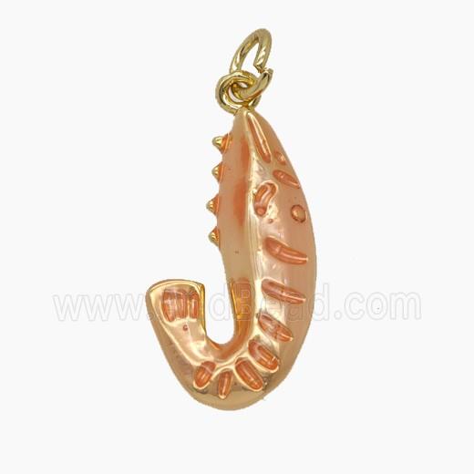 Enamel Copper Pendant Pave Zircon, Gold Plated