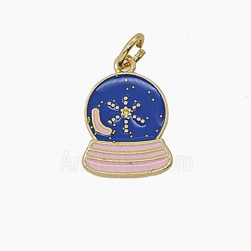 Enamel Copper Pendant Pave Zircon, Gold Plated