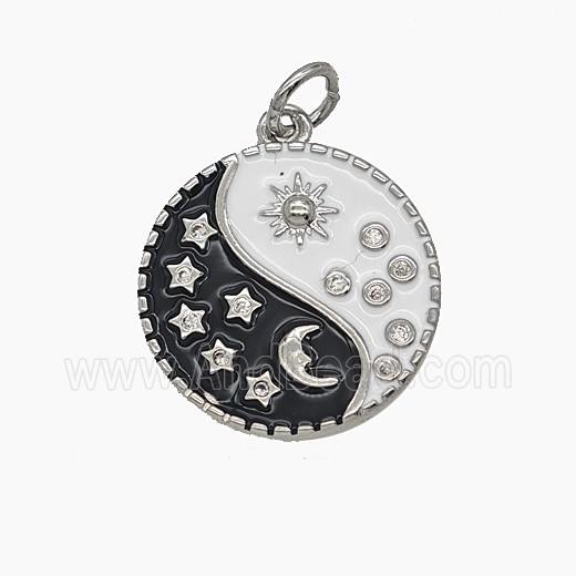 Enamel Copper Pendant Pave Zircon, Gold Plated