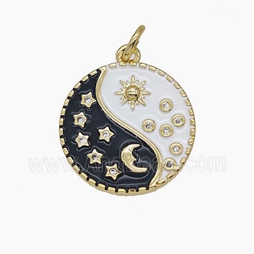 Enamel Copper Pendant Pave Zircon, Gold Plated