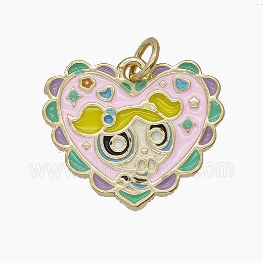 Enamel Copper Pendant Pave Zircon, Gold Plated