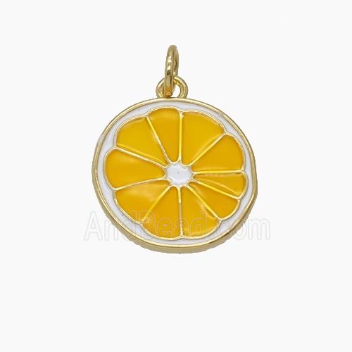 Enamel Copper Pendant Pave Zircon, Gold Plated