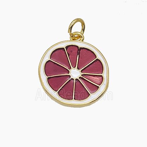 Enamel Copper Pendant Pave Zircon, Gold Plated