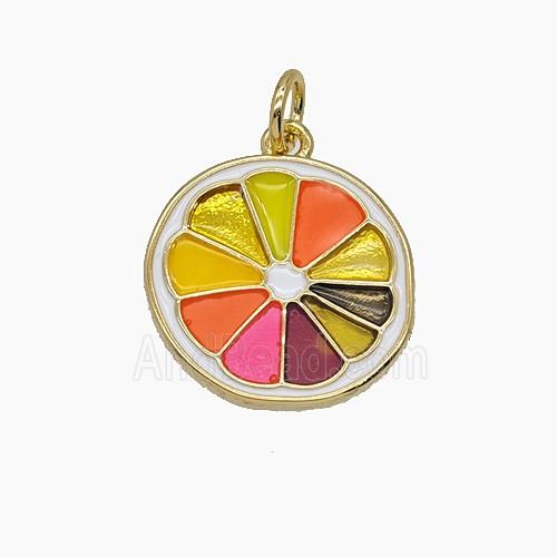 Enamel Copper Pendant Pave Zircon, Gold Plated