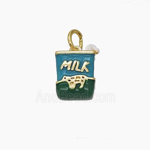 Enamel Copper Pendant Pave Zircon, Gold Plated
