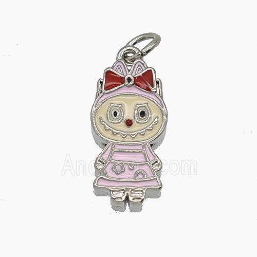 Enamel Copper Pendant Pave Zircon, Gold Plated