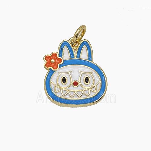 Enamel Copper Pendant Pave Zircon, Gold Plated