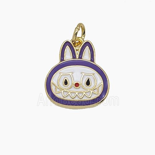 Enamel Copper Pendant Pave Zircon, Gold Plated