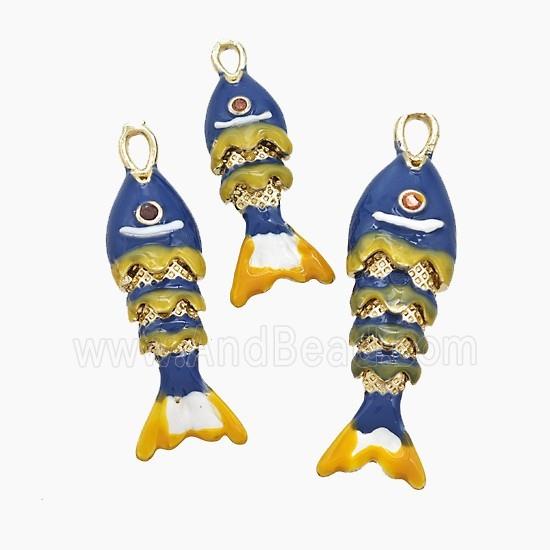 Enamel Copper Pendant Pave Zircon, Gold Plated
