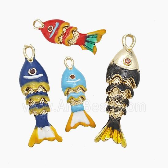 Enamel Copper Pendant Pave Zircon, Gold Plated