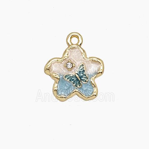 Enamel Copper Pendant, Gold Plated
