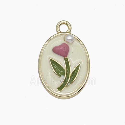 Enamel Copper Pendant, Gold Plated