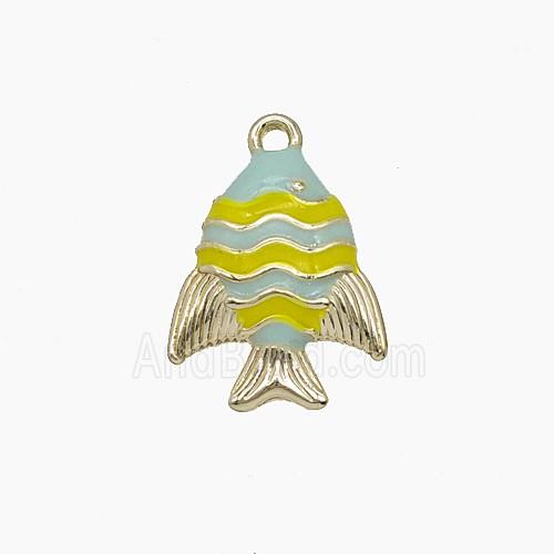 Enamel Copper Pendant, Gold Plated