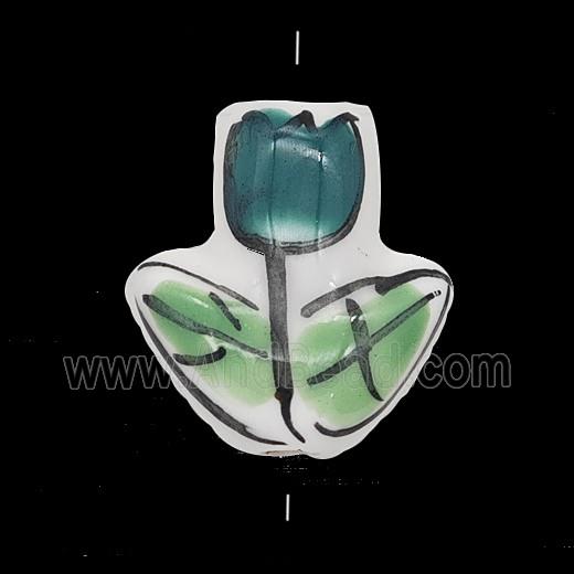 Porcelain Flower Beads Painted