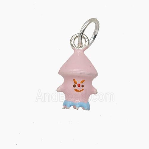 Enamel Copper Pendant, Silver Plated