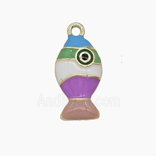 Enamel Copper Pendant, Gold Plated
