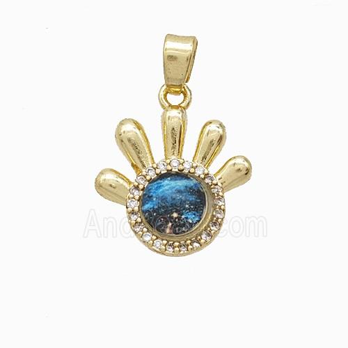 Copper Pendant Pave Resin Bead, Gold Plated