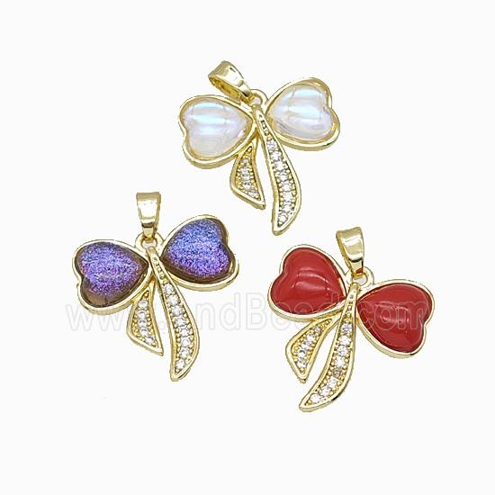 Copper Pendant Pave Resin Bead, Gold Plated